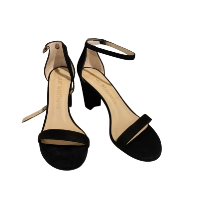 Stuart Weitzman Womens  Size 40 Black Block Heel Sandals in Suede