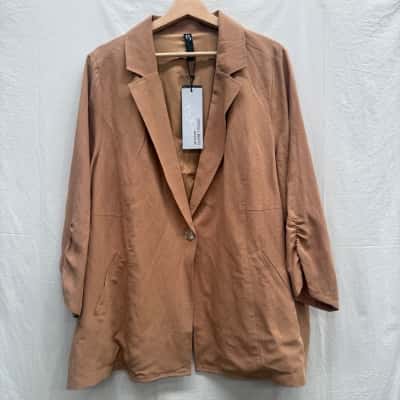 BNWT TAKING SHAPE Beige Relax Linen Blend Blazer Size 18