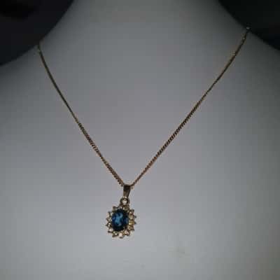  Womens Necklace Blue / Gold 18GP