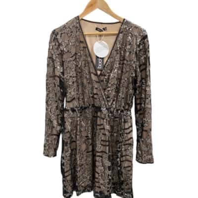 Boohoo Womens  Size 16 Black  sequin dress