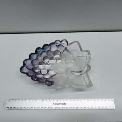 Vintage Purple Tinted & Frosted Glass Grape Cluster Shaped Serving Dish