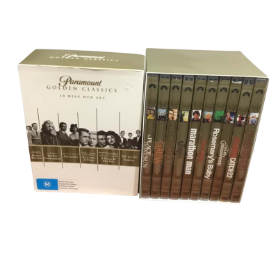 Paramount GOLDEN CLASSICS 10 DISC DVD SET.  29 X 20. Box is Multicoloured