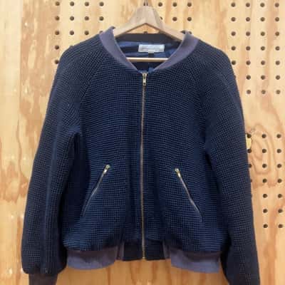 Finders Keepers Womens Bomber Jacket Navy Blue Size M