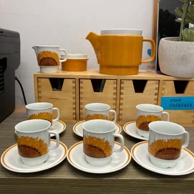 Egersund Korulen Sunflower Tea Set  Designed By Unni Margrethe Johnsen