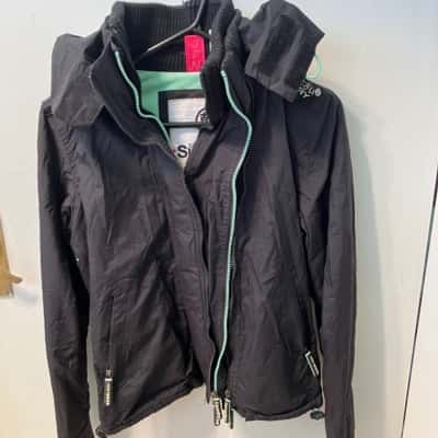Superdry Womens  Size XXS Hooded Jacket Black  / Green 