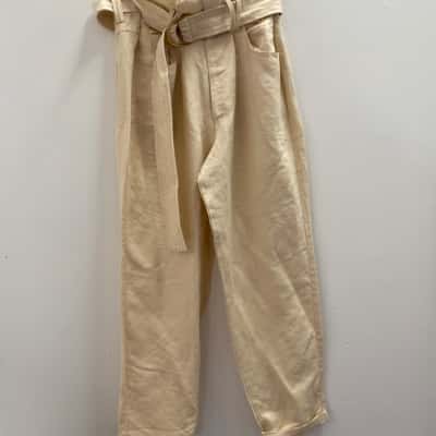 AJE Womens  Size 8 Straight Leg Pants Beige 