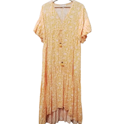 Bohemian Traders Women's  Size M Short Sleeve Orange Floral Dress