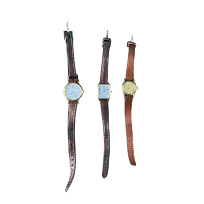 Seiko Womens Watch collection (3) UNTESTED Brown / Gold / White 