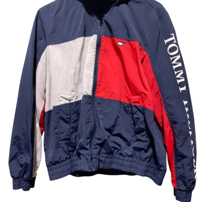 Tommy Hilfiger Womens  Size L Bomber Jacket / Hooded Jacket Navy Blue / Red / White 