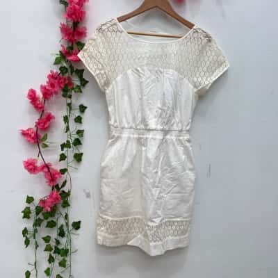 Piper Womens Cap Sleeves Mini Dress Size 10 White 