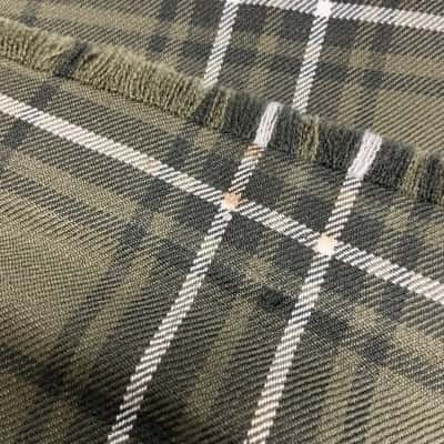 Fletcher Jones Womens Midi Skirt / Pleated Skirt / Wrap Skirt Checked / Olive 