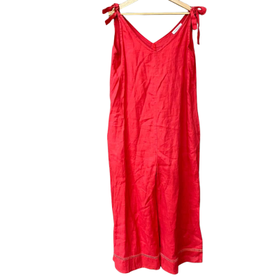 Alessandra Womens Size S Red Linen Jumpsuit  