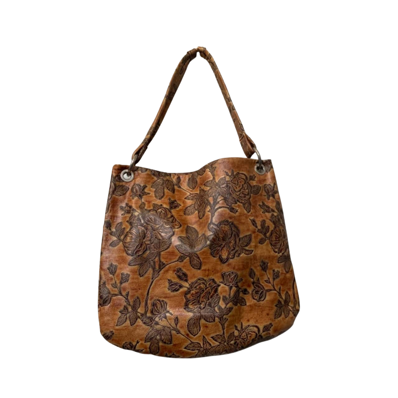 Handbag leather Italian Handbag Brown / Floral (s)