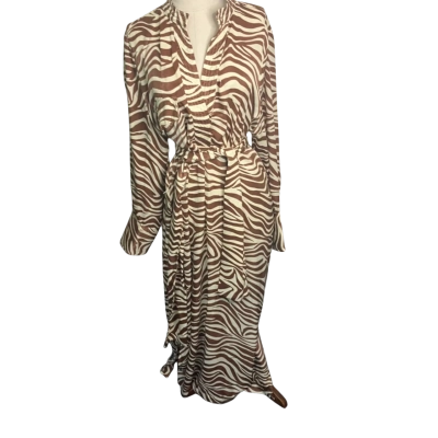 Brave + True Womens  Size XL Long Sleeve Dress Animal print / Brown / White 