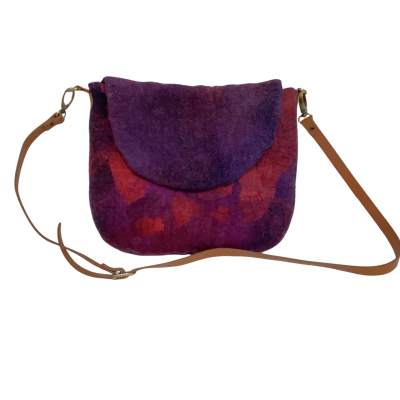 Hand Made Velted Handbag Purple 