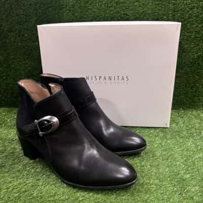Hispanitas Soho Black Ankle Boots Size 37