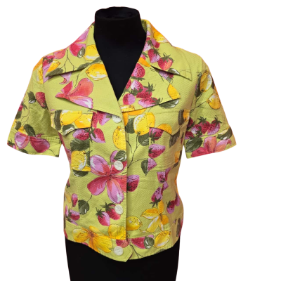  Womens Compela Top/Jacket  Size 10 Strawberries, Lemons and Hibiscus Pattern