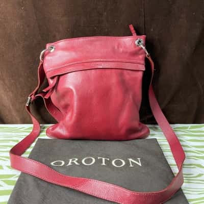 Oroton Red Leather Hobo Bag