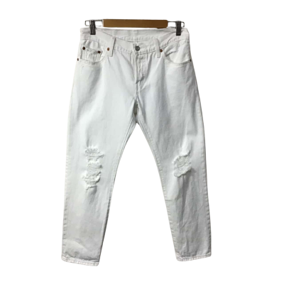 Levi Strauss & Co. 501 CT Size 25 White Distressed Straight Leg Jeans