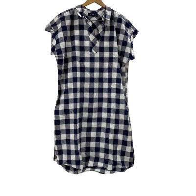 RB Sellars Women's Dress Size 16 Blue / Pattern / White 