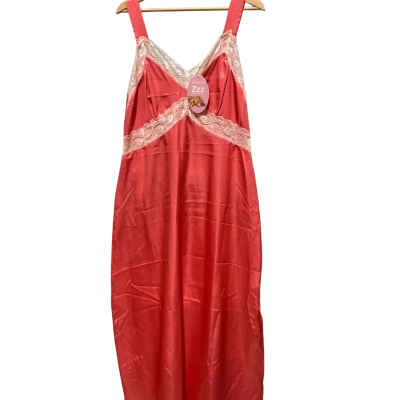 Peter Alexander Womens Silk feel Slip with Lace Trim Size M Coral Red