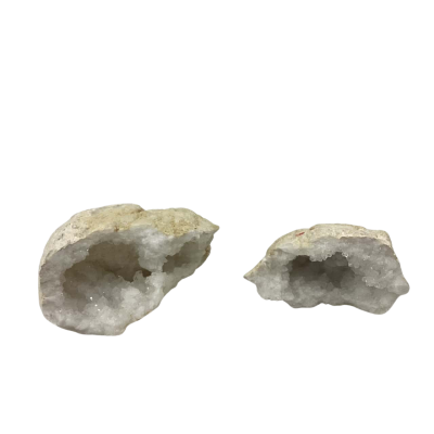 Geode White Calcite Crystal Pair
