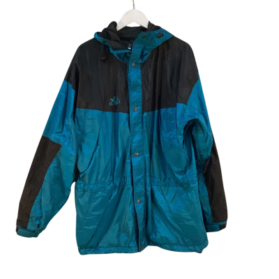 OUTech Mens Size L Windbreaker Black / Turquoise 