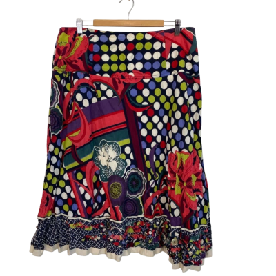 Verge Womens  Size 16 Midi Skirt / Ruffled Hemline Skirt Multicoloured / Pattern 