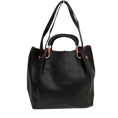 Mimco Womens Tote Bag Black with Rose Gold Trim
