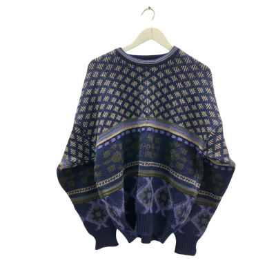Sovrano Australia Size 16 Vintage Wool Blue/Green Multicoloured Sweater 