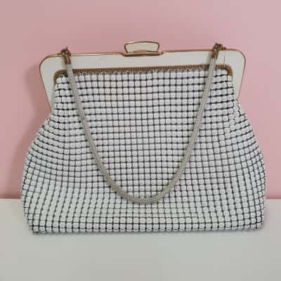 Vintage Oroton Women's Mesh Handbag Off White 