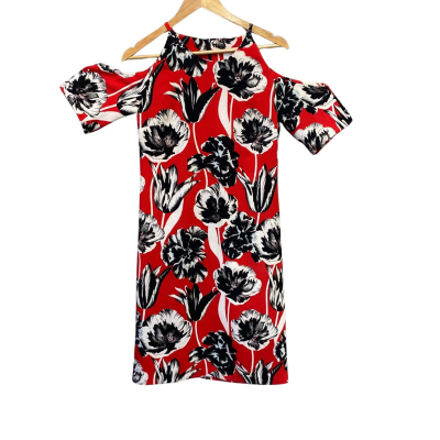 Veronika Maine Womens  Size 8 Midi Dress Black  / Red 