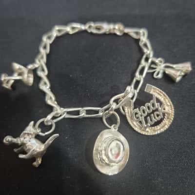  Womens Bracelet Silver 5 charm