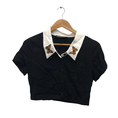 Dangerfield Womens  Size 6 Button Up Top Black  / White 