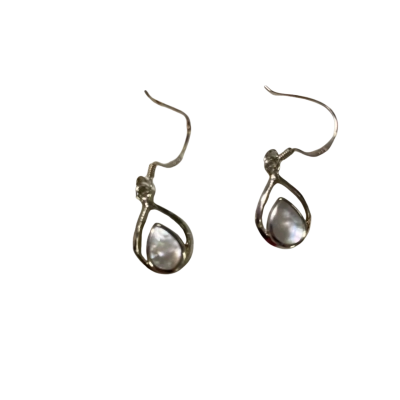 SS 925 Teardrop Shape Dangle Earrings With Moonstone Look Stone