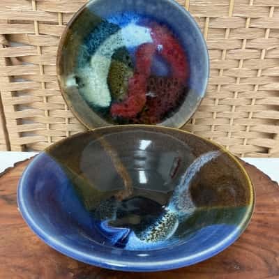 Vintage Robert Knighton Scatterbrook Studio Australian Pottery Bowl and Plate Set Christmas Gift Birthday present 