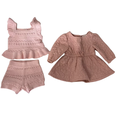 Country Road Kids baby girl dress and set rose cotton Size 000 Dress 