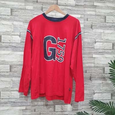  Mens  Size XXL Long Sleeve Top Navy Blue / Red 