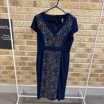 Jesse Harper Womens navy lace v neck dress Size 12 