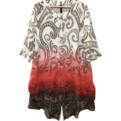 Taking Shape Women's  Size 14 Red/Brown / Off White Tunic Shirt