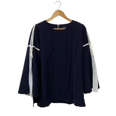 Mossman Womens  Size 12 "The Midnight Stroll" Long Sleeve Top Navy Blue 