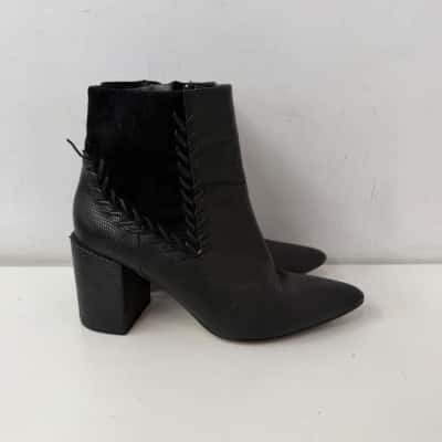 Mimco Black Leather Botos - Size 39  