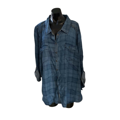 Autograph Womens  Size 26 3/4 Sleeve Top Blue 