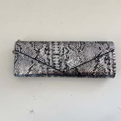 Black Silver Animal Print Clutch  Cross Body Bag