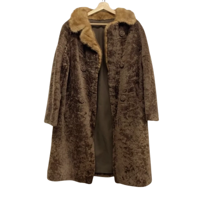 Womens Vintage Fur Coat Brown 