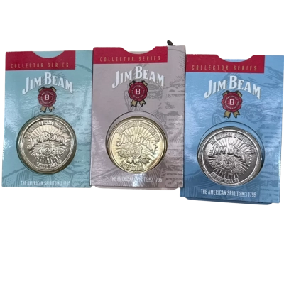 Jim Beam Set of 3 Collectable Medallion Token