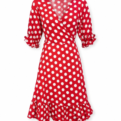 Orange Sherbet Womens Size 10 Red & White Polka Dot Dress