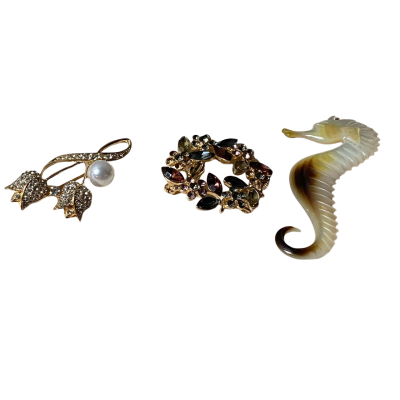 Seahorse 3x Brooch Bundle