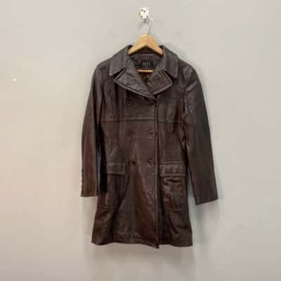 Pepe Womens  Size S Vintage Leather Jacket Chocolate Brown 