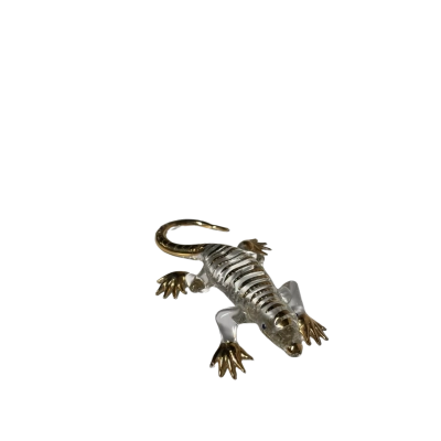 Glass And Gold lizards ornamental figurines x2